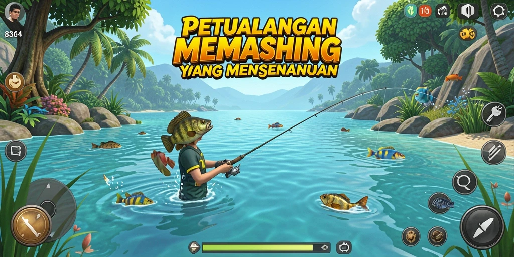 Tampilan menarik dari gameplay memancing di 8364 yang menggoda.