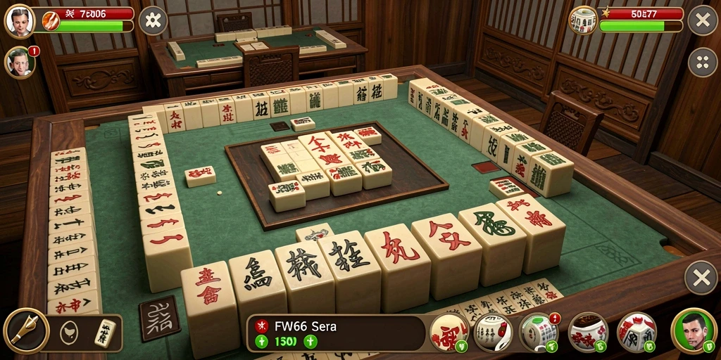 Tangkapan layar permainan FW66 yang menampilkan gameplay Mahjong yang menarik.