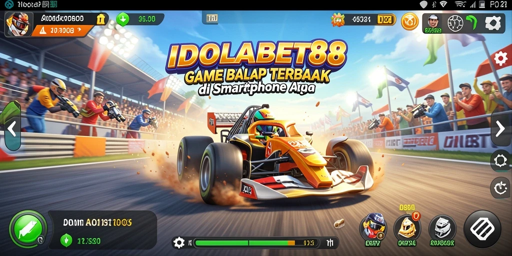 Screenshot gameplay IDOLABET88 menampilkan aksi balapan yang mendebarkan.