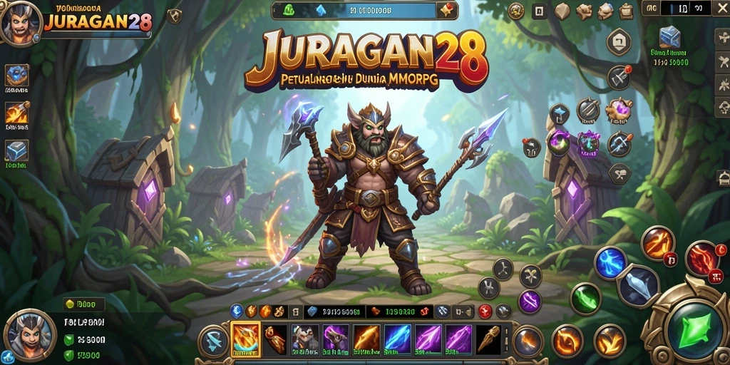 Tampilan gameplay epik dalam <strong>JURAGAN28</strong> dengan karakter beraksi di medan perang.