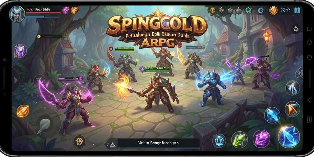 Tampilan gameplay SPINGOLD yang seru dan mendebarkan dalam dunia ARPG.